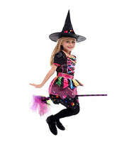 2 x Brand New JOYFEJRE Children s Costume Witch Dress Girls Witch Costume Halloween Carnival Colorful Witch Princess Dress with Witch Hat 130-140cm  - RRP €40.32