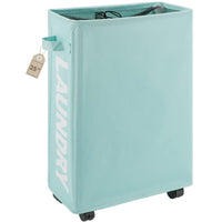 1 x RAW Customer Returns TOTANKI Mobile Laundry Basket with 4 Wheels and Handles on Both Sides, Foldable Laundry Hamper, Collapsible Laundry Sorter and Organizer, Tall Storage Basket Blue, M  - RRP €29.74