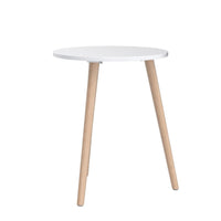 1 x RAW Customer Returns APICIZON side table, coffee table round 42 cm, height 51 cm, sofa table with solid wood legs, Scandinavian style, bedside table wood for living room, bedroom, natural white - RRP €37.37