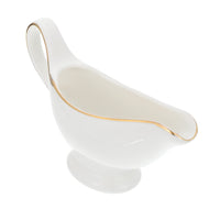 1 x Brand New Cabilock Gravy Boat With Ergonomic Handle Coffee Milk Jug Easy To Pour Ceramic White Gravy Boat With Gold Rim Serving Jug Milk Jug For Kitchen - RRP €25.99