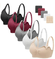 1 x RAW Customer Returns HBselect 5 Pcs Maternity Nursing Bra Seamless Nursing Bra with Additional Bra Extenders Breastfeeding and Sleep Without Wire for Women Black Wine Red White Grey Beige - RRP €40.38