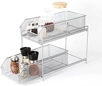 2 x RAW Customer Returns Shinoske kitchen organizer with 2 drawers, 2 tier drawer pull-out basket kitchen helper shelf drawer rack spice rack for worktop, pantry, bathroom, kitchen, silver - RRP €48.38