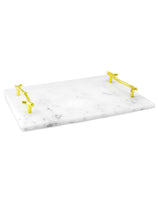 1 x RAW Customer Returns QWORK 30x20cm Rectangular Marble Serving Tray with Metal Handles for Kitchen, Bathroom, Vanity, Home Decoration - RRP €29.03