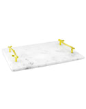 1 x RAW Customer Returns QWORK 30x20cm Rectangular Marble Serving Tray with Metal Handles for Kitchen, Bathroom, Vanity, Home Decoration - RRP €29.03