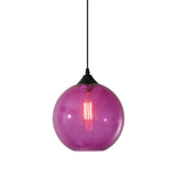 1 x RAW Customer Returns S-Cevada Simple Glass Ball Pendant Light, Industrial Vintage E27 Loft Bar Hanging Lamp, 1-Bulb Mini Globe Ceiling Light for Kitchen, Dining Room, Bedroom Purple  - RRP €49.99