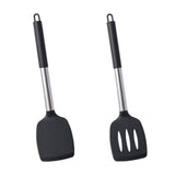 2 x Brand New KOMUNJ 2 Pieces Silicone Solid and Slotted Spatula Turners Set, Silicone Spatula, Non-Stick BPA Free High Heat Resistant Handy Kitchen Utensils, for Fish, Eggs, Pancakes - RRP €40.8