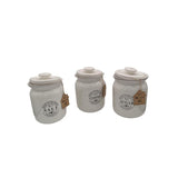 1 x RAW Customer Returns Kasahome Set of 3 Kitchen Jars for Salt, Sugar, Coffee - Ceramic Containers with Lid - Food Spice Jar 12x12x17 cm - RRP €37.33