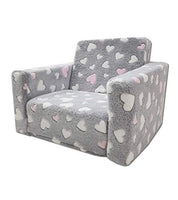 1 x RAW Customer Returns Odolplusz children s armchair, mini armchair, children s chair, relaxation armchair, cuddly armchair hearts grey white pink  - RRP €57.78