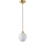 1 x RAW Customer Returns HJXDtech Minimalist Frosted White Glass Ball Pendant Light Modern Hanging Lamp E27 Brass Braided Stranded Wire Ceiling Light for Bedroom Living Room Kitchen 15cm  - RRP €50.41