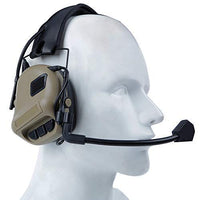 1 x RAW Customer Returns ATAIRSOFT Tactical Headphones Military Standard Shooting Earmuffs Use with PTT Walkie Talkie Radio Airsoft Tactical Headset TAN - RRP €39.98