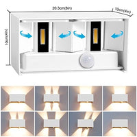 1 x RAW Customer Returns Kingwen 2 pieces 20W LED wall lights with motion detector, white indoor wall lamp, 3000K outdoor lamp with motion detector, warm white LED wall lamp, rectangular, adjustable beam angle, wall lamp, IP65 - RRP €100.84