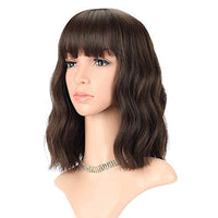 1 x RAW Customer Returns FVCENT Shoulder Length Short Curly Full Bang Women Wavy Bob Wig Milky Lavender  - RRP €19.15