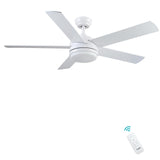 1 x RAW Customer Returns CJOY Ceiling Fan with Lamp and Remote Control, Reversible Fan Ceiling Light Bedroom Living Room 132cm 5 Blades, LED Ceiling Fan White Silent Summer Winter - RRP €153.99