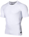 1 x RAW Customer Returns LAFROI Men s Short Sleeve UPF 50 Compression Shirt Rash Guard-CLY02D Sym White,XXL  - RRP €22.99