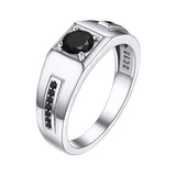 1 x RAW Customer Returns Bandmax solitaire ring in size 64 silver 925 partner ring engagement ring wedding ring with black zirconia wedding jewelry accessory for men - RRP €39.99