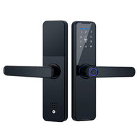 1 x RAW Customer Returns Splenssy Tuya Smart Door Lock, Keypad Lock with Handle, Fingerprint Electronic Deadbolt Lock, Intelligent Door Lock, Fingerprint Card Key Code Unlock Non-WiFi  - RRP €83.59