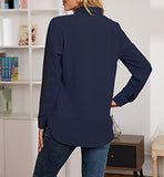 1 x RAW Customer Returns NONSAR Women s Blouse V-Neck Shirts Elegant Long Sleeve Casual Work Tops with Buttons Tops Long Sleeve Shirt XXL, Dark Blue  - RRP €28.99