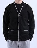 1 x Brand New Men s Winter Cardigan - Knitted Sweater - Sweater - Jacket - V - Neck Knitted Fleece Lined Warm Villi Casual Casual Jacket Vest Knitted Cardigan Autumn Winter Men Black XXL - RRP €37.99