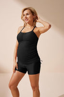 1 x RAW Customer Returns Maacie Maternity Swimwear Tankinis Stretchy Swimsuits with Back Design Black L - RRP €32.06