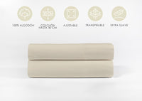 1 x RAW Customer Returns Fitted Bed Sheet 80 x 200 x 30 cm 100 Cotton Breathable Adjustable Beige Color - RRP €11.99