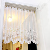 1 x RAW Customer Returns Yaland Transparent Sheer Curtains with Embroidery Short Curtains Country Style Lace Vintage Curtains White WxH 150x90cm 1 Piece - RRP €28.67