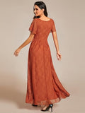 1 x RAW Customer Returns Ever-Pretty Wedding Dresses Lace Women Long Mother Dress V-Neck Asymmetric Skirt Short Sleeves Orange 52 - RRP €59.0