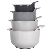 1 x RAW Customer Returns BoxedHome Mixing Bowl Set Plastic Salad Bowl Mixing Bowl Set Non-Slip with Handle Stackable Serving Bowls for Kitchen 4 Pieces - Grey  - RRP €23.18