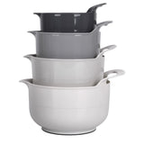 1 x RAW Customer Returns BoxedHome Mixing Bowl Set Plastic Salad Bowl Mixing Bowl Set Non-Slip with Handle Stackable Serving Bowls for Kitchen 4 Pieces - Grey  - RRP €23.18