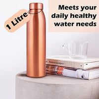 1 x RAW Customer Returns NORMAN JR Copper Water Bottle 1L - Gift Box Pack of 3, Simple, an Ayurvedic vessel made of pure copper - helps you drink more water with many health benefits - RRP €56.59