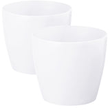 1 x RAW Customer Returns PECZEKO Bright Flower Pots Decorative Herb Pots Durable and Lightweight Plastic Round Plant Pots for Living Room, Dining Room, Kitchen, Terrace, Balcony Set of 2 Pieces White, diameter 30 cm  - RRP €27.99