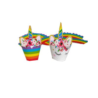 1 x Brand New Cupcake Topper Wrapper,Unicorn Cupcake Toppers 24 Pack Cupcake Wraps Liner Baking Cup Party Supplies Cake Decorations - RRP €20.4