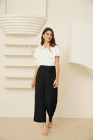 2 x RAW Customer Returns GRACE KARIN Black Pants Women Elegant High Waist Elastic Wide Leg Formal Casual Trousers with Zipper L - RRP €86.72