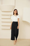 2 x RAW Customer Returns GRACE KARIN Black Pants Women Elegant High Waist Elastic Wide Leg Formal Casual Trousers with Zipper L - RRP €86.72