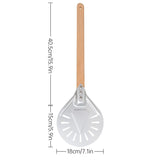 1 x RAW Customer Returns testyu Perforated Pizza Peel, 7 Inch Round Pizza Turner, Lightweight Pizza Shovel Made of Hard Anodized Aluminum with 40CM Wooden Handle, Turning Peel for Pizza, Bread, Cakes, Tarts - RRP €19.67