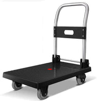 1 x RAW Customer Returns Mini sack truck, platform trolley, transport trolley, lightweight sack truck, folding push bar, anti-slip coating, swivel and fixed castors, transport trolley, up to 100 kg, L 66 x W 40 x H 75 cm platform trolley - RRP €49.42