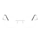 1 x RAW Customer Returns KoKoBin Ultralight Titanium Reading Glasses Round Rimless Reading Glasses for Men and Women Reading Aids Silver, 2.5, Diopter  - RRP €60.0