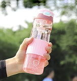 1 x Brand New ONTYZZ Leakproof Sports Bottle Tritan Straw Kids Water Bottle with Time Marker for Fitness Camping Yoga Cycling Outdoor Sports Water Cup 600ml Pink - RRP €19.2