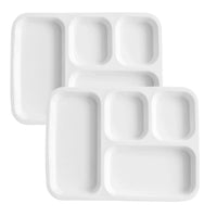 1 x RAW Customer Returns TAMUME White Porcelain 4 Compartment Plate, Portion Control Plate with Sections for Adults, Set of 2 Rectangle 2  - RRP €38.22