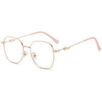 1 x RAW Customer Returns KOOSUFA Fashion Metal Blue Light Filter Glasses Large Square Glasses Frames Women Men Anti Blue Light Glasses Without Prescription Computer Gaming Anti Fatigue Glasses with Case Rose Gold  - RRP €18.14