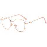 1 x RAW Customer Returns KOOSUFA Fashion Metal Blue Light Filter Glasses Large Square Glasses Frames Women Men Anti Blue Light Glasses Without Prescription Computer Gaming Anti Fatigue Glasses with Case Rose Gold  - RRP €18.14