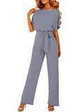 2 x RAW Customer Returns HAPPY SAILED Women s Long Sleeve O-Neck Elegant Long Jumpsuit Overall Trouser Suit Playsuit Romper Gray, L - RRP €100.82