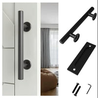 1 x RAW Customer Returns QINAIXQM 24 cm barn door handle, sliding door pull handle, black door handle, sliding door handle, kitchen handles, sliding door handle, for a wooden door, cupboard door - RRP €18.99