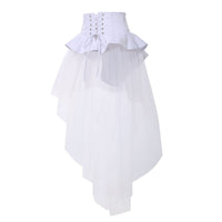 1 x RAW Customer Returns BPURB Steampunk Victorian Ruffle Tulle Skirt for Women Waist Belt Corset Pirate Petticoat Cosplay Halloween, White-1, XXL - RRP €35.99