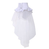 1 x RAW Customer Returns BPURB Steampunk Victorian Ruffle Tulle Skirt for Women Waist Belt Corset Pirate Petticoat Cosplay Halloween, White-1, XXL - RRP €35.99