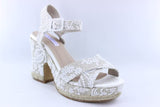 1 x RAW Customer Returns LARES Bridal sandals with wide esparto heel. Espadrilles with platform and crossed upper. Color Beig Size 39 - RRP €49.57