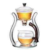 1 x RAW Customer Returns RORA Lazy Kungfu Glass Tea Set, Magnetic Water Flow Teapot with Rotating Cover, Semi-Automatic Glass Jug, Orange - RRP €59.99