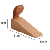 1 x Brand New Wooden door stopper, 2 door stops, non-slip door stoppers, floor door stopper, With leather handle, wooden floor door stopper, Used for bathroom, balcony door, child s room, terrace door - RRP €22.8