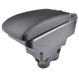 1 x RAW Customer Returns Two-layer black leather armrest for the center console armrest 208 2013-2018 - RRP €55.99