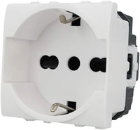 1 x RAW Customer Returns Schuko socket 2P E 16A White Compatible with Bticino Matix 4 pieces, White  - RRP €19.67