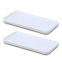 1 x RAW Customer Returns Small Rectangular Ceramic Bathroom Tray, Bathtub, Cosmetic Holder for Tissue, Candle, Towel, Plant, Ring, Plate, Dresser, Perfume, Shampoo, 2 Pieces - RRP €18.07